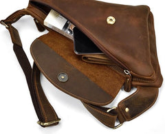 Cool Triangular Leather Mens Sling Bag Chest Bag Sling Crossbody Bag One Shoulder Backpack For Mens - imessengerbags