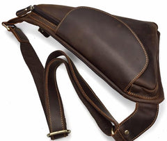 Cool Triangular Leather Mens Sling Bag Chest Bag Sling Crossbody Bag One Shoulder Backpack For Mens - imessengerbags