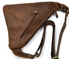 Cool Triangular Leather Mens Sling Bag Chest Bag Sling Crossbody Bag One Shoulder Backpack For Mens - imessengerbags