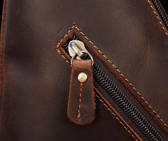 Cool Brown Leather Triangular Chest Bag Sling Bag Sling Crossbody Bag For Mens