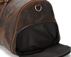 Cool Vintage Brown Leather Men Barrel Overnight Bags Travel Bags Weekender Bags For Men