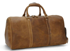 Cool Vintage Brown Leather Men Barrel Overnight Bags Travel Bags Weekender Bags For Men