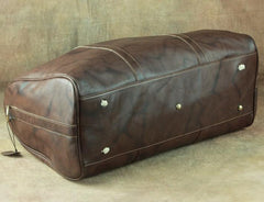 Cool Coffee Brown Leather Mens Large Travel Bag Overnight Bag Weekender Bags For Men - imessengerbags