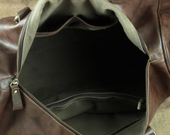 Cool Coffee Brown Leather Mens Large Travel Bag Overnight Bag Weekender Bags For Men - imessengerbags