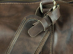 Cool Coffee Brown Leather Mens Large Travel Bag Overnight Bag Weekender Bags For Men - imessengerbags