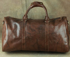 Cool Coffee Brown Leather Mens Large Travel Bag Overnight Bag Weekender Bags For Men - imessengerbags