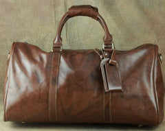 Cool Coffee Brown Leather Mens Large Travel Bag Overnight Bag Weekender Bags For Men