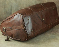 Cool Coffee Brown Leather Mens Large Travel Bag Overnight Bag Weekender Bags For Men