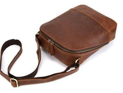 Cool Dark Brown Leather Mens Tablet Messenger Bag Small Side Bag Courier Bag For Men - imessengerbags