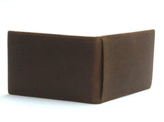 Cool Dark Brown Leather Mens Small Bifold Wallet billfold Wallet License Wallet for Men - imessengerbags