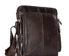 Cool Brown Leather Mens Tablet Messenger Bag Small Side Bag Mini Messenger Bag For Men