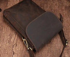 Cool Dark Brown Leather Mens Belt Pouch Small Side Bag Belt Bag For Men