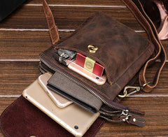 Cool Dark Brown Leather Mens Belt Pouch Small Side Bag Belt Bag For Men