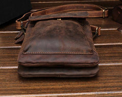 Cool Dark Brown Leather Mens Belt Pouch Small Side Bag Belt Bag For Men