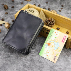 Brown Leather Men's Yellow Zipper Camel Small Wallet Bifold billfold Card Wallet For Men - imessengerbags