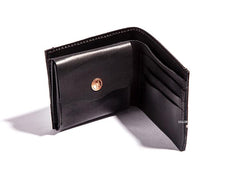 Handmade Cool Black Denim Mens Leather billfold Small Wallets Bifold Small Wallet For Men