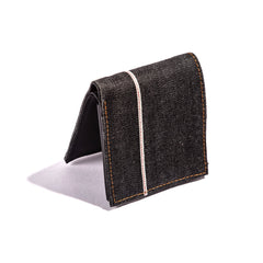 Handmade Cool Black Denim Mens Leather billfold Small Wallets Bifold Small Wallet For Men - imessengerbags