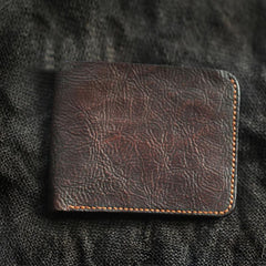 Cool Distressed Brown Leather Mens SMall Wallet billfold Wallet Bifold Front Pocket Wallet For Men - imessengerbags