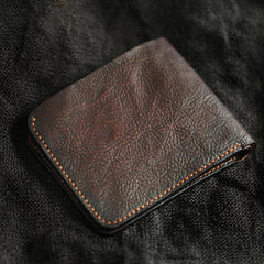Cool Distressed Brown Leather Mens SMall Wallet billfold Wallet Bifold Front Pocket Wallet For Men - imessengerbags