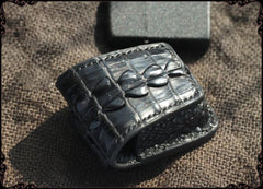 Cool Handmade Black Leather Mens Zippo Lighter Cover Classic Zippo Lighter Holder For Men