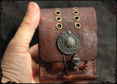 Cool Handmade Brown Leather Mens Zippo Cigarette Case with Lighter Holder Belt Loop for Men - imessengerbags