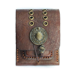 Cool Handmade Brown Leather Mens Zippo Cigarette Case with Lighter Holder Belt Loop for Men