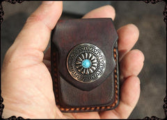 Cool Handmade Coffee Leather Mens Classic Zippo Lighter Case With Belt Loop Standard Lighter Holder for Men - imessengerbags