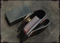 Cool Handmade Coffee Leather Mens Classic Zippo Lighter Case With Belt Loop Standard Lighter Holder for Men - imessengerbags