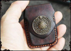 Cool Handmade Coffee Leather Mens Classic Zippo Lighter Case With Belt Loop Standard Lighter Holder for Men - imessengerbags