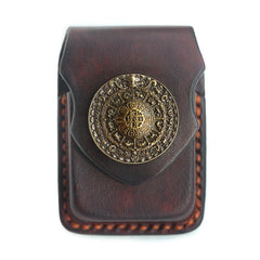 Cool Handmade Coffee Leather Mens Classic Zippo Lighter Case With Belt Loop Standard Lighter Holder for Men - imessengerbags