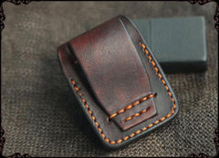 Cool Handmade Coffee Leather Mens Classic Zippo Lighter Case With Belt Loop Standard Lighter Holder for Men - imessengerbags