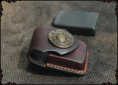 Cool Handmade Coffee Leather Mens Classic Zippo Lighter Case With Belt Loop Standard Lighter Holder for Men - imessengerbags