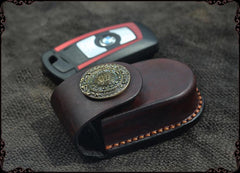 Cool Handmade Brown Leather Mens Car Key Case Car Key Holder with Belt Loop For Men - imessengerbags