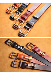 Cool Handmade Buckle Black Leather Mens Belt Dark Brown Leather Belts for Men