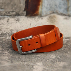 Cool Handmade Buckle Black Leather Mens Belt Maroon Tan Leather Belts for Men - imessengerbags