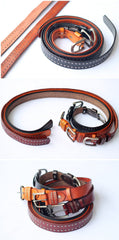 Cool Punk Rock Handmade Buckle Black Rivet Leather Mens Belts Dark Coffee Leather Belts for Men - imessengerbags