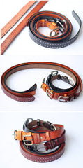 Cool Punk Rock Handmade Buckle Black Rivet Leather Mens Belts Dark Coffee Leather Belts for Men