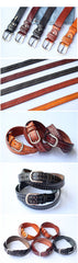 Cool Punk Rock Handmade Buckle Black Rivet Leather Mens Belts Dark Coffee Leather Belts for Men - imessengerbags