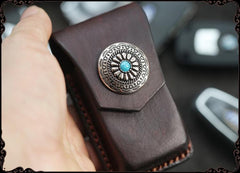 Cool Handmade Leather Mens Car Key Case Car Key Holder with Belt Loop For Men