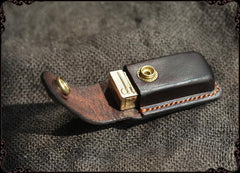Cool Handmade Leather Mens Dunhill Lighter Case Lighter Holder with Belt Loop For Men