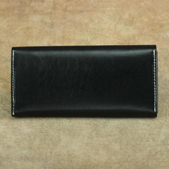 Cool Handmade Brown Leather Men's Large Envelope Long Wallet Green Vintage Long Wallet Clutch For Men