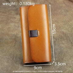 Cool Handmade Brown Leather Men's Large Envelope Long Wallet Green Vintage Long Wallet Clutch For Men