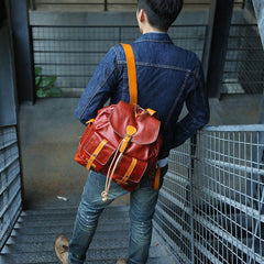 Cool Handmade Leather Mens Backpack Travel Backpacks Laptop Backpack for men - imessengerbags