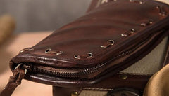 Cool Handmade Leather Mens Clutch Coffee Vintage Zipper Wallet for Men