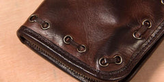 Cool Handmade Leather Mens Clutch Coffee Vintage Zipper Wallet for Men