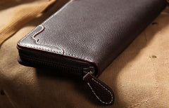 Cool Handmade Leather Mens Clutch Vintage Zipper Wallet for Men