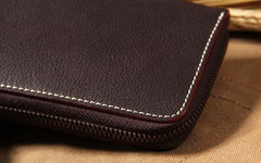 Cool Handmade Leather Mens Clutch Vintage Zipper Wallet for Men