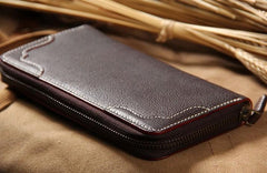 Cool Handmade Leather Mens Clutch Vintage Zipper Wallet for Men