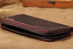 Cool Handmade Leather Mens Clutch Vintage Zipper Wallet for Men