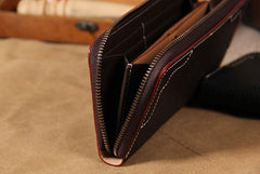 Cool Handmade Leather Mens Clutch Vintage Zipper Wallet for Men